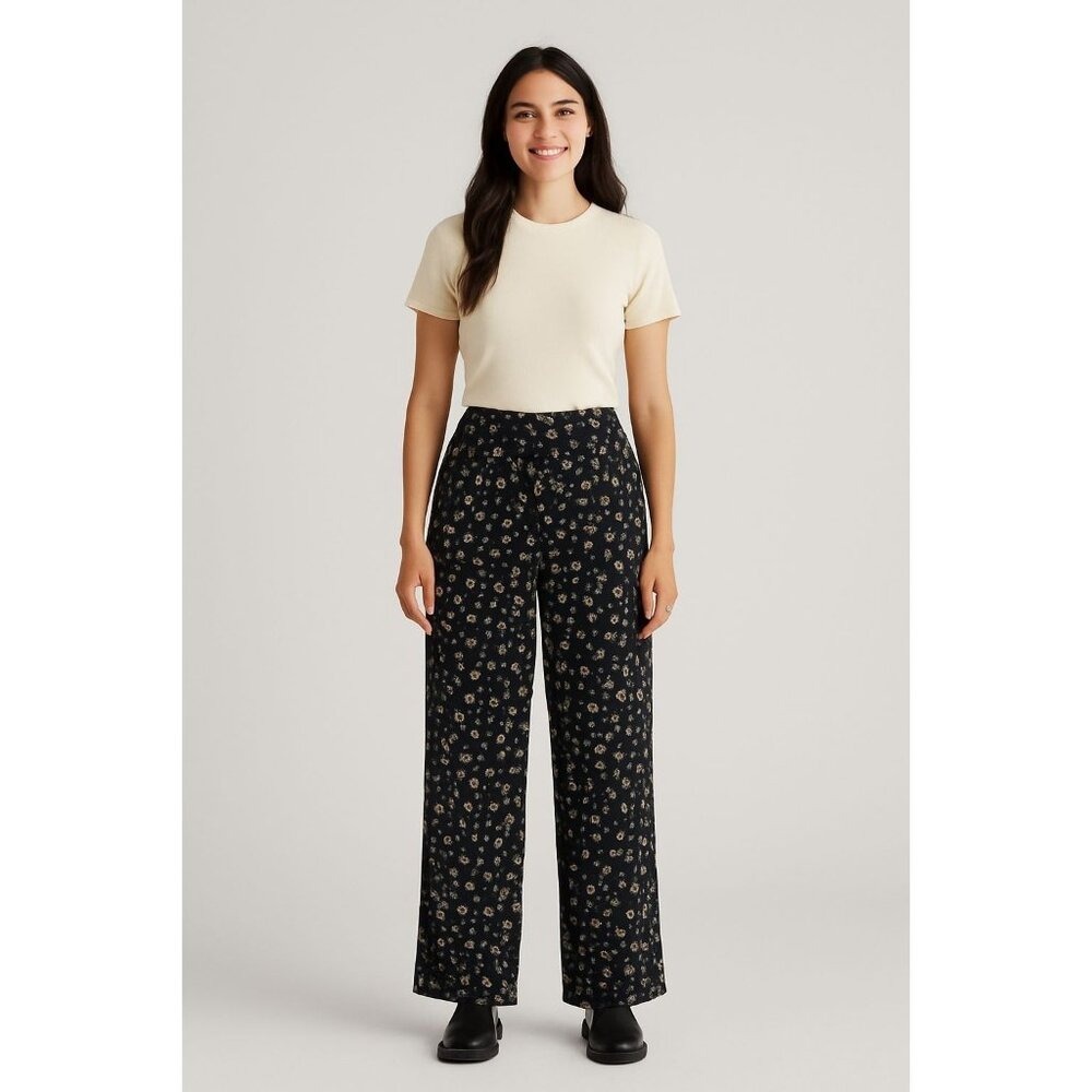 Pendleton Wide-Leg Pants Womens 6 Classic Black Floral Dark Academia Vintage